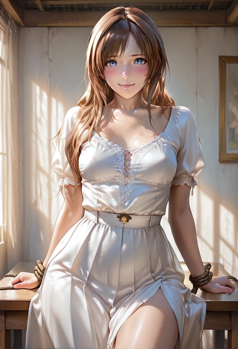 (masterpiece, best quality), 1girl, Sienna Crown Braid with Ribbon Wrap, small breasts, <lora:diamond:0.8> young women