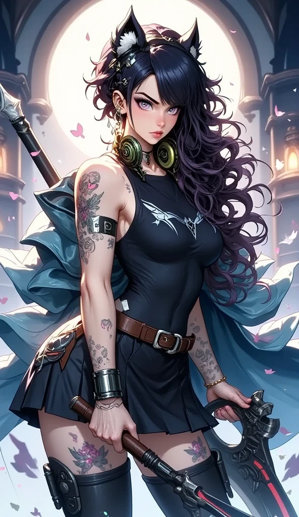 Boadicea, red-haired Viking warrior with Nordic armor and rune tattoos on her body and blooming blue eyes holding an axe, 4k