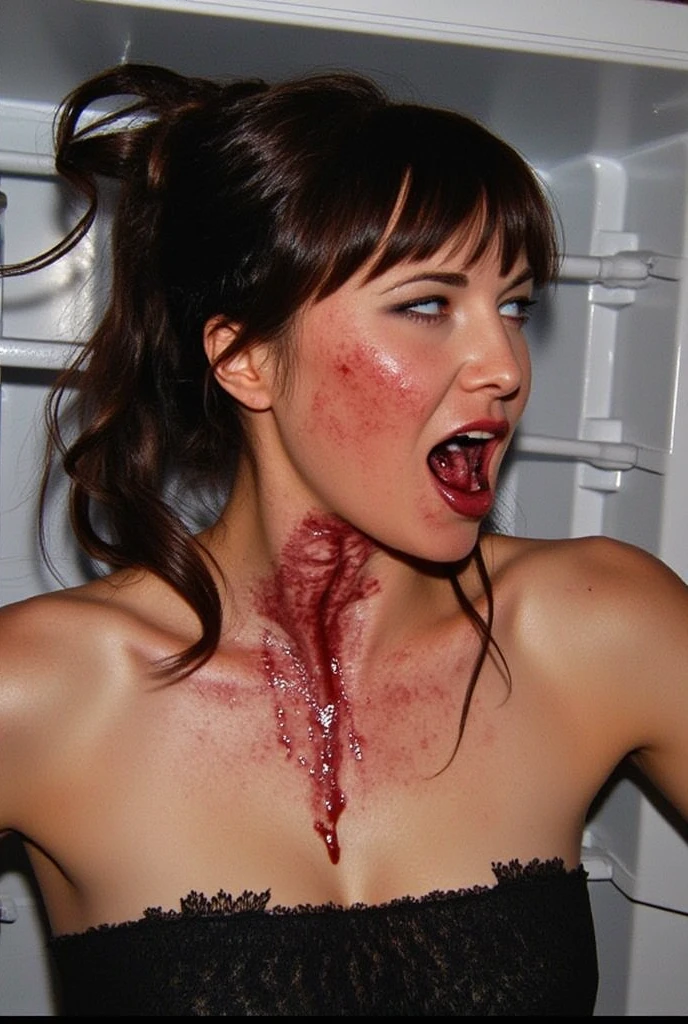 Please open your mouth wide:1.9), (Semen-covered .:1.8), (Frightened expression:1.5), (A look of contempt:1.5), Luxury hotel interior, Browsing Caution, masterpiece, Highest quality, Accurate, 超High resolution, retina, Very detailed, Awards, High resolution, Anatomically correct, (Realistic:1.4), RAW Photos, (Soft Saturation:1.3), (Fair skin:1.2), 8k, 1 person, Mature adult woman, Beautiful evil, Evil and nasty sexy women, (Perfectly beautiful woman, A perfectly beautiful face, Perfectly beautif