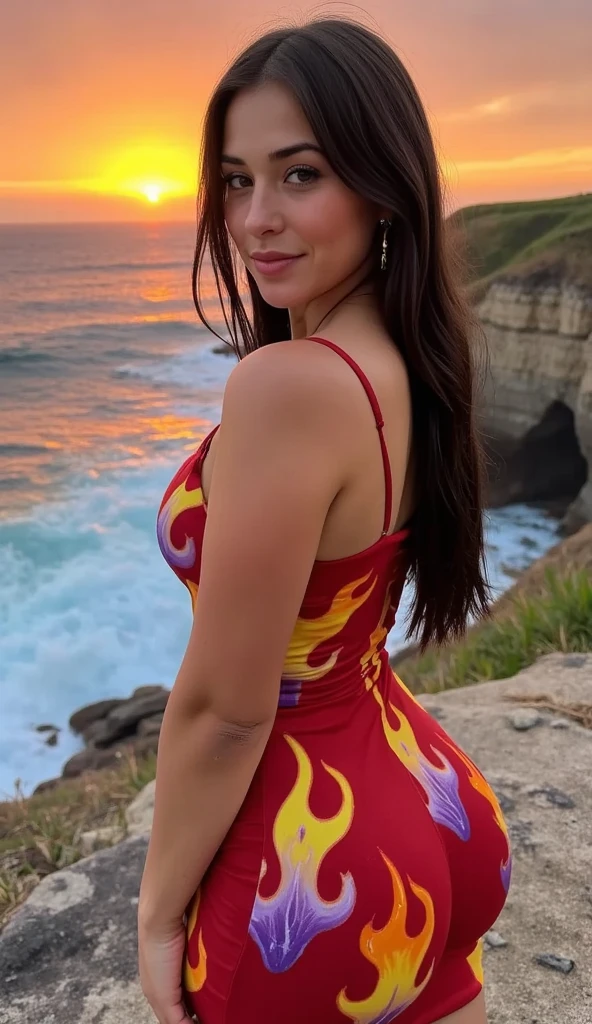 Katy Perry in a sunset dressed in attractive clothes smiling