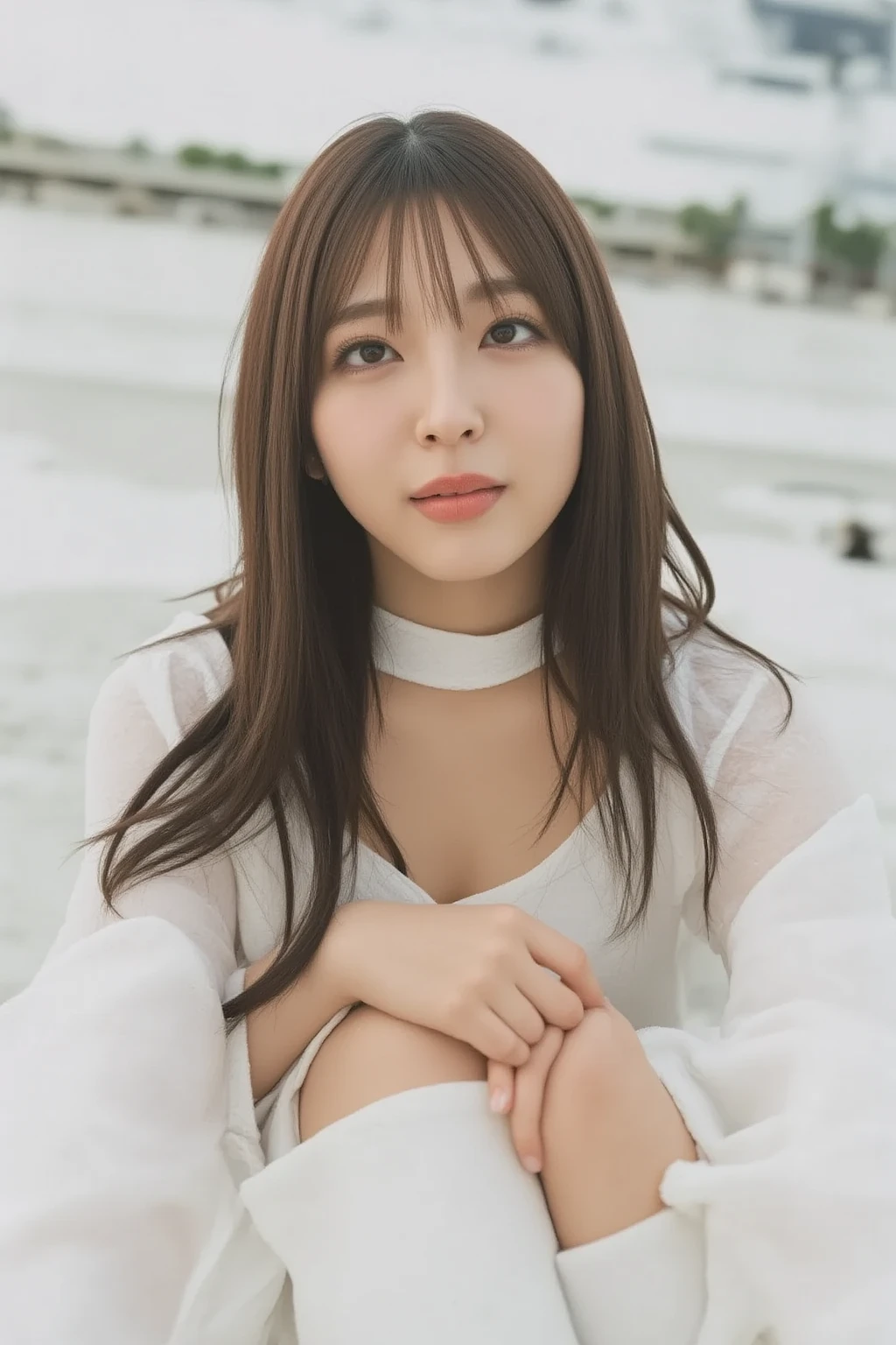 Close-up of a woman in a white dress under a blanket, Girl cute beautiful face, Real life anime girls, With a cute - lovely - face, Shirahime cut hairstyle, , Young and pretty Asian face, Anime Thai Girl, Young and pretty girl, Realistic young gravure idol, Young and cute gravure idol, Cute Girl Svelte Body,Large Breasts,(Pale milky porcelain skin, Milky skin,, White skin like porcelain,Pure white skin,Smooth transparent white skin:1.0),Soft Portrait Shot 8k, , Photorealistic perfect body, Real young gravure idol, , Photorealistic Animation, ,,(8K, RAW Photos, Ultra-high resolution, highest quality, masterpiece:1.2), (Realistic illustrations), (Highly detailed CG Unity 8k wallpaper),