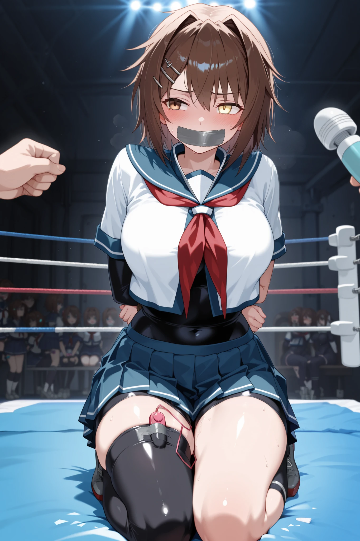 (NSFW:1.6)、(Very tiny girl rides guy perfectly:1.5)、(またがるな女の子:1.3)、(Petite:1.5)、((Big Breasts:2))、(eyes half closed:1.3)、((Glare:1.8))、(tears:1.6)、(The body shakes violently)、8k resolution、 ((Highest quality))、Anatomically correct、(Gym suit:1.9)、((Hasselblad Photos))、[:(Detailed face:1.2):0.2]、(heavy rain:1.5)、(Sweaty:1.2)、(Intense sex:1.9)、(Thick penis:1.9)、(Dripping a lot of semen from the vagina:1.6)、(Groping the chest:1.6)、(Several middle-aged men)、(中年男性の隣にsit:1.8)、(Top view:1.6)、(braid one's hair:1.5)、(呻吟)、(ejaculation)、(Thin limbs:1.3)、(sit:1.6)、(Fixing the body on the floor:1.3)、(ejaculation)、(be scared:1.6)、((Surrounded by a lot of middle-aged men:1.6))、(Close your mouth:1.3)、(No resistance:1.9)