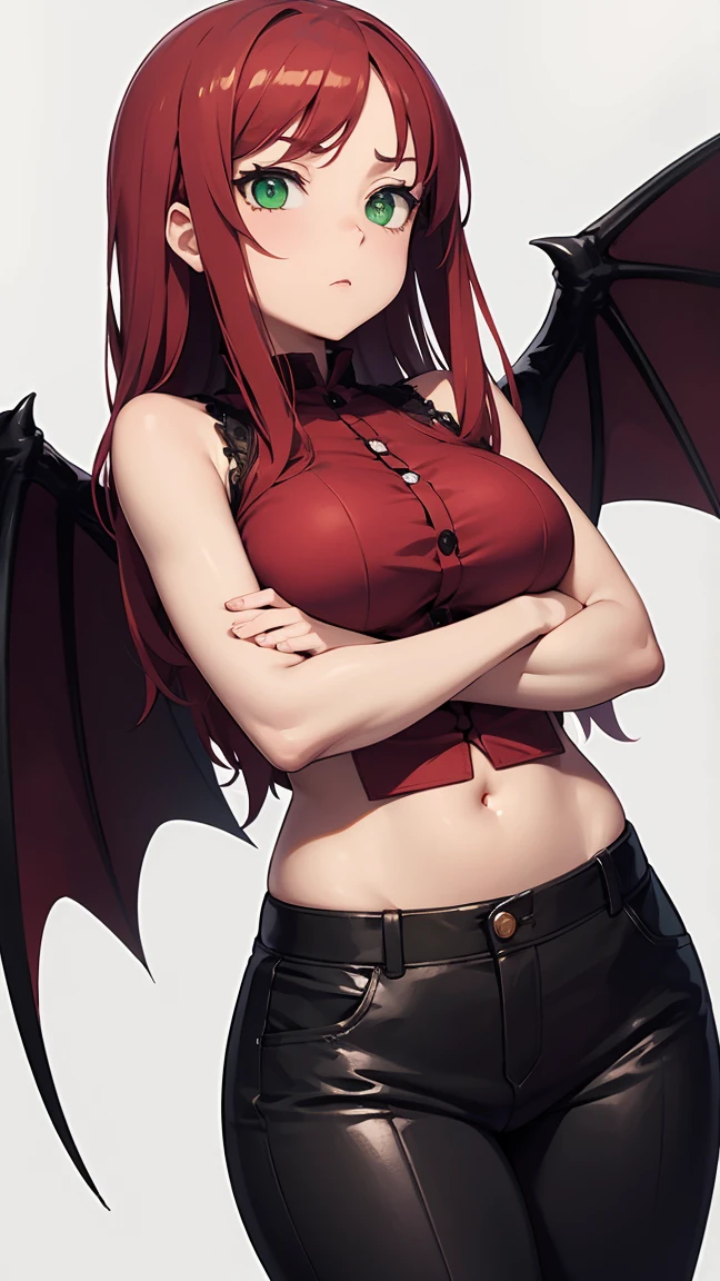 1girl, solo, masterpiece, best quality, high quality, highres, 4K, <lora:Juggertuul-000008:1> angry, annoyed, lips,
<lora:CHAR-ZentreyaDragon:1> ZentreyaDragon, horns, dragon tail, dragon wings, long hair, ZentreyaDragonBase, horns, dragon tail, dragon wings, ponytail, red crop top, belt, see-through cleavage, fingerless gloves, black skirt, pantyhose