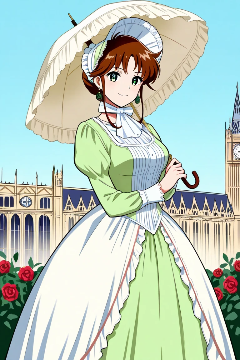 masterpiece, 1girl, kuramitsu mihoshi, full body,long dress, park, bench, flowers, cute, outside, trees, forest, wizard, hat, big breast,closed long skirt, large closed skirt, staff holding