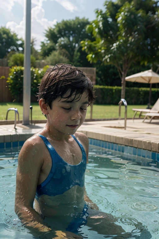 a cent boy getting wet/getting soaked with clothes on (chicken, pants, socks and shoes) en la ducha todo mojado y goteando monstrando el trasero con los pants empapados