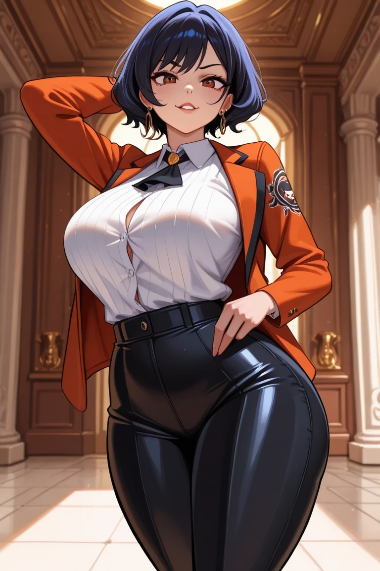 anise,one girl,big breasts,combat uniform,male,NSFW,,maleと女,Bedroom,big ass,plump body,backwards,Ahoge