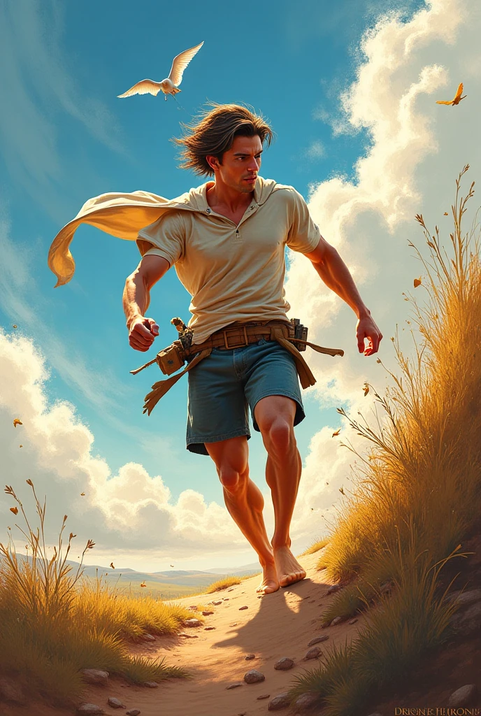 close up of 1 man, attractive, of scottish descent, rogue walking in the forest, at sunset, beautiful face, beautiful sky, (oil painting), classical art:0.4, detailed, intricate, (fantasy art), muted color:0.25, best quality, good anatomy, good composition, good proportions, good design, dynamic pose, good pose, realistic sky, realistic backgrounds, (cinematic), (highest quality, award winning, masterpiece:1.3), (art by Arthur Rackham:0.5), (((natural colors))), (photorealistic:1.4), ((empty hands, holding nothing)),