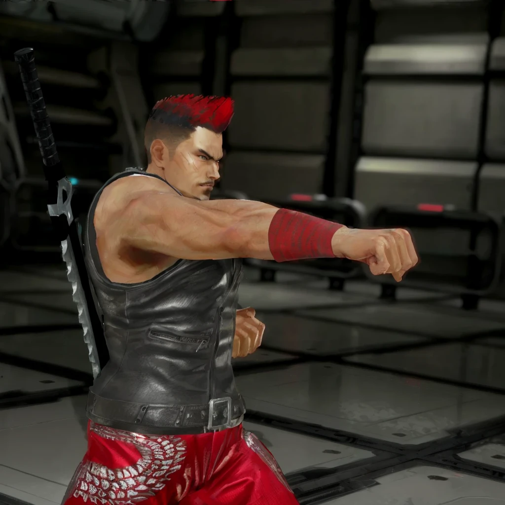 “Create a futuristic character inspired by Goku at level 4 in Super Saiyan. It must have a modern and technological look, with futuristic details in your clothing and accessories. The character must have his arms crossed, displaying a confident and powerful expression. Your appearance should reflect strength and determination, with spiky hair and intense eyes, characteristics of Super Saiyan level 4.”igual dragon ball gt