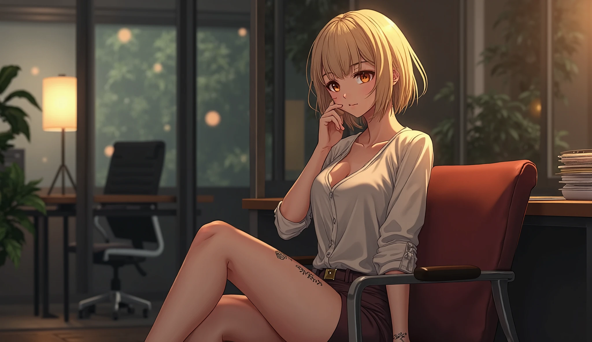 、(masterpiece、Highest quality)、Highest quality, Ultra-high resolution, (((masterpiece))), alone, Sweat、Big eyes, Composition from the front、Shortcuts、Embarrassed face、Blonde Hair、Cut your hair short、School classroom、skirt、short hair、Browsing Caution、Upper body naked、Breasts exposed、Nipples、Large areola、Sitting in a chair without a backrest、Internal Medicine Examination、Woman showing her body、belly button、真Composition from the front、School Insurance Office、curtain、cubicle、window、door、Fluorescent lamp