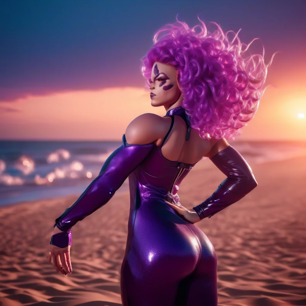 real-life, full length portrait of a young girl, 20 years old. perfectbody, realistic perfectbody composition, light purple hair swaying in the wind, body soaking wet, waterfall scene. Beautiful perfect realistic green eyes, charming smile, compose the most beautiful perfect face in the world overall, meticulously detailed hand-painted with the highest quality image. skin fair, good looking, tattoo art, 2cm liquid acrylic sexy sexy clothing, warm dreamy light, Volumetric Light, adventure style pulp, dynamic gradient, true color, Illustration Graphics, vector curves highly detailed, Simpler, Soft and clean, vectorial art, Soft, design of character, movie theater, Surrealism, cartazes, collection of masterpieces, sunset, wet pigment. high quality of image, meticulous detail, perfect realistic work real people. Beautiful perfectly realistic hands and fingers. Highest quality virtual images.