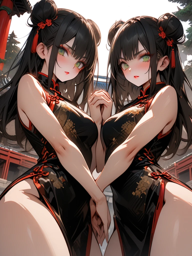 China dress, anime, large breasts, tied hair