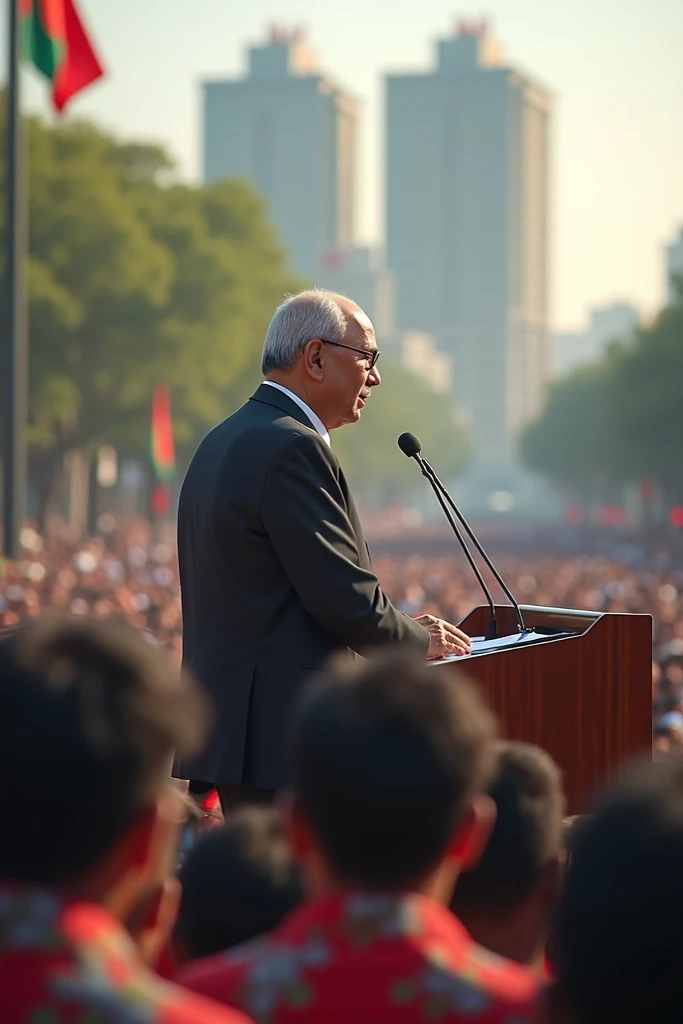 Asian Leader addressing in big crowd