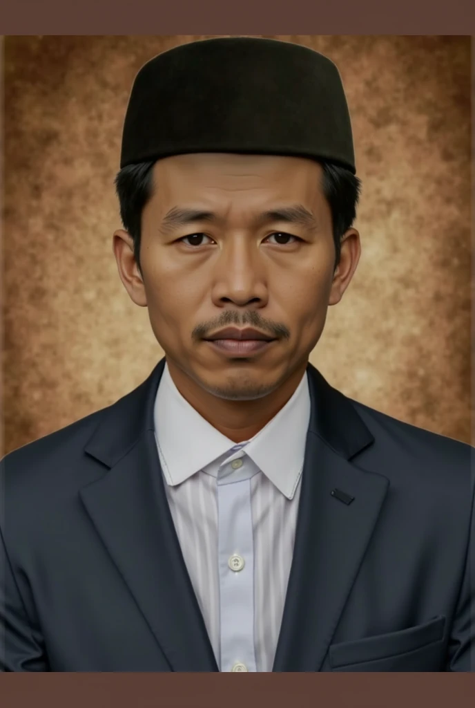 cartoon Caricature 3d of a man with a hat Traditional Indonesian, HDR plus, full ultra HD detail. Portrait, realistic cartoon, cartoon art, Indonesian
