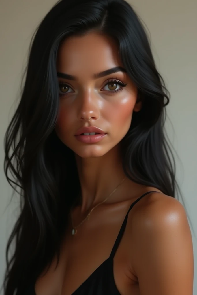 A cool girl with long black hair