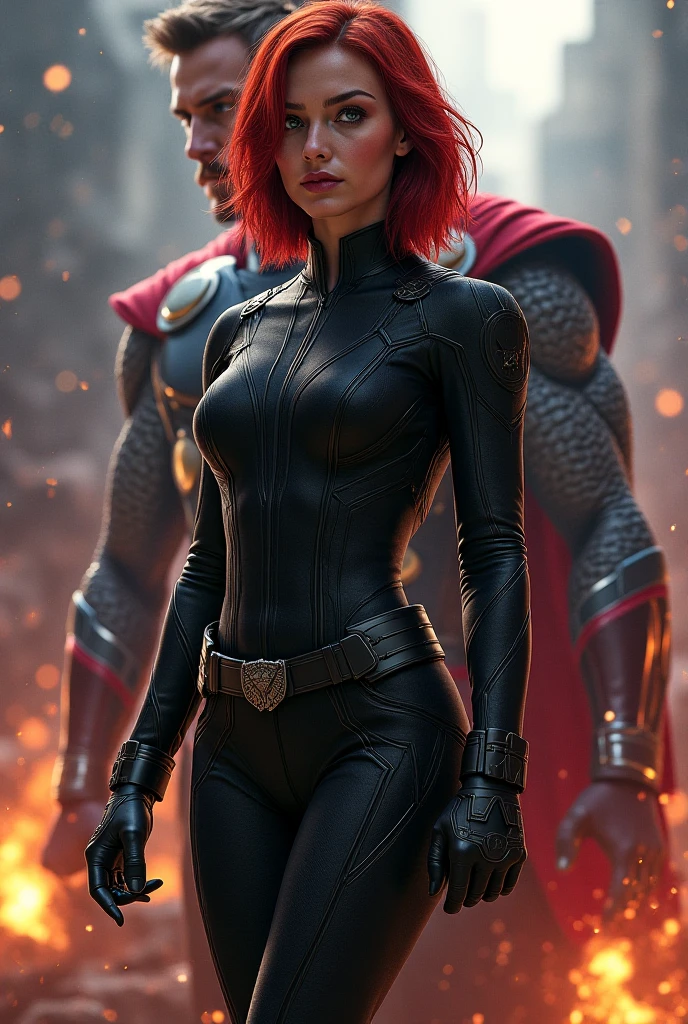 Black widow beautiful lady and spider and Thor avengers image