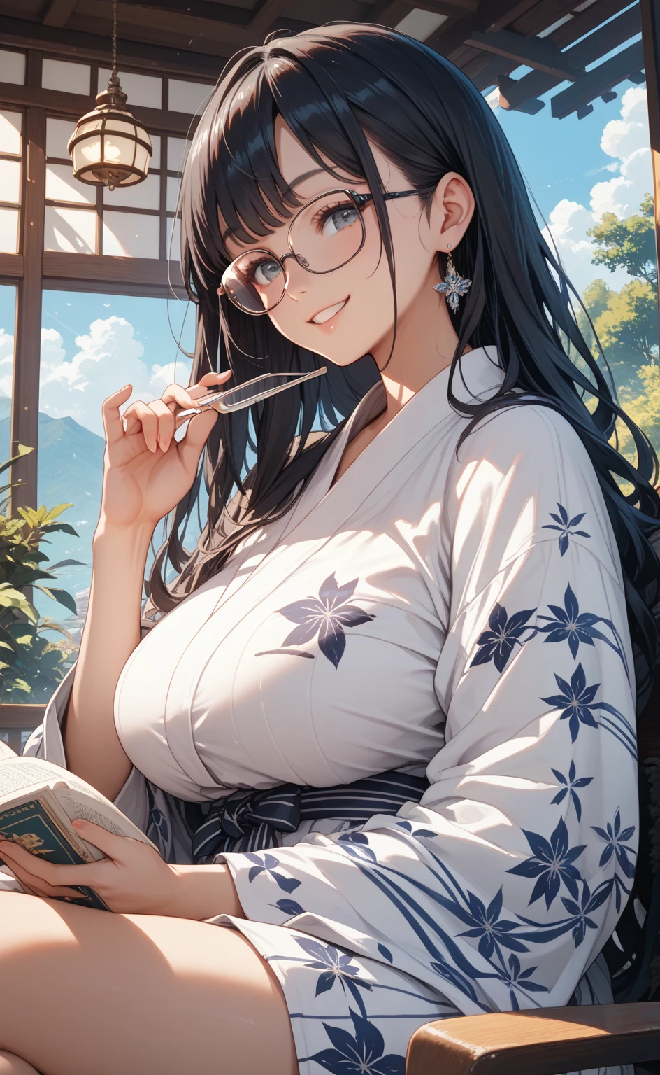 16K Ultra High Definition
Super detailed
Masterpiece Full Color
Shiny detailed hair
Beautiful human woman with long hair
Super big beautiful armpits super big ass
Black and white cow print kimono
Cow ears and cow small horns
Shiny skin
Red cheeks
Moist eyes and embarrassed expression
Wearing glasses
Leaning against the bookshelf、tongue、Seduce with a bewitching smile
The background is the library
