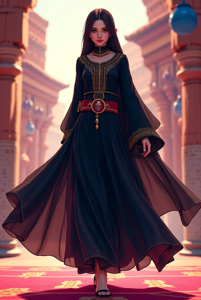the witch woman in the hijab stood straight cartoon