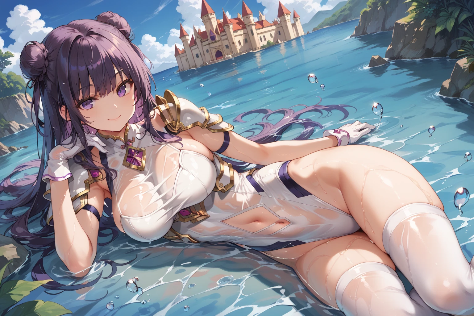 delicated best quality ,masterpiece, illustration, an extremely delicate and beautiful, extremely detailed ,CG ,unity ,8k wallpaper, Amazing, finely detail, masterpiece,best quality,official art,extremely detailed CG unity 8k wallpaper,absurdres, incredibly absurdres, huge filesize , ultra-detailed, highres, extremely detailed,beautiful detailed girl, extremely detailed eyes and face, beautiful detailed eyes,light on face,1girl,((fern)) (Super realistic), (((blue hair))), (single braids), Long hair, (blue eyes), ((jewelry)), ((tassel earrings)), (((describe the arm in detail))), (((Super boog ass)), ((thighig Long legs, ((stockings)), ((Plump body)), (Big breasts), ((Plump boobs)), (detailed hair description), (Bare shoulder), ((collarbone)), ((offshoulder)), (Shiny skin), (detailed description of face), (detailed description of body), (white and translucent skin), peerless beauty, (extreme beauty), (red lips), (angry), ( smile), , ((cherry blossom)), (falling petal), ((long sleeves)), ((wide sleeves)), thin silk, penetration, ( in the Japanese hot spring), ((facing the viewecing)), , ((any pose)), (sit and soak in the water)), ((There a lot of water on the body))