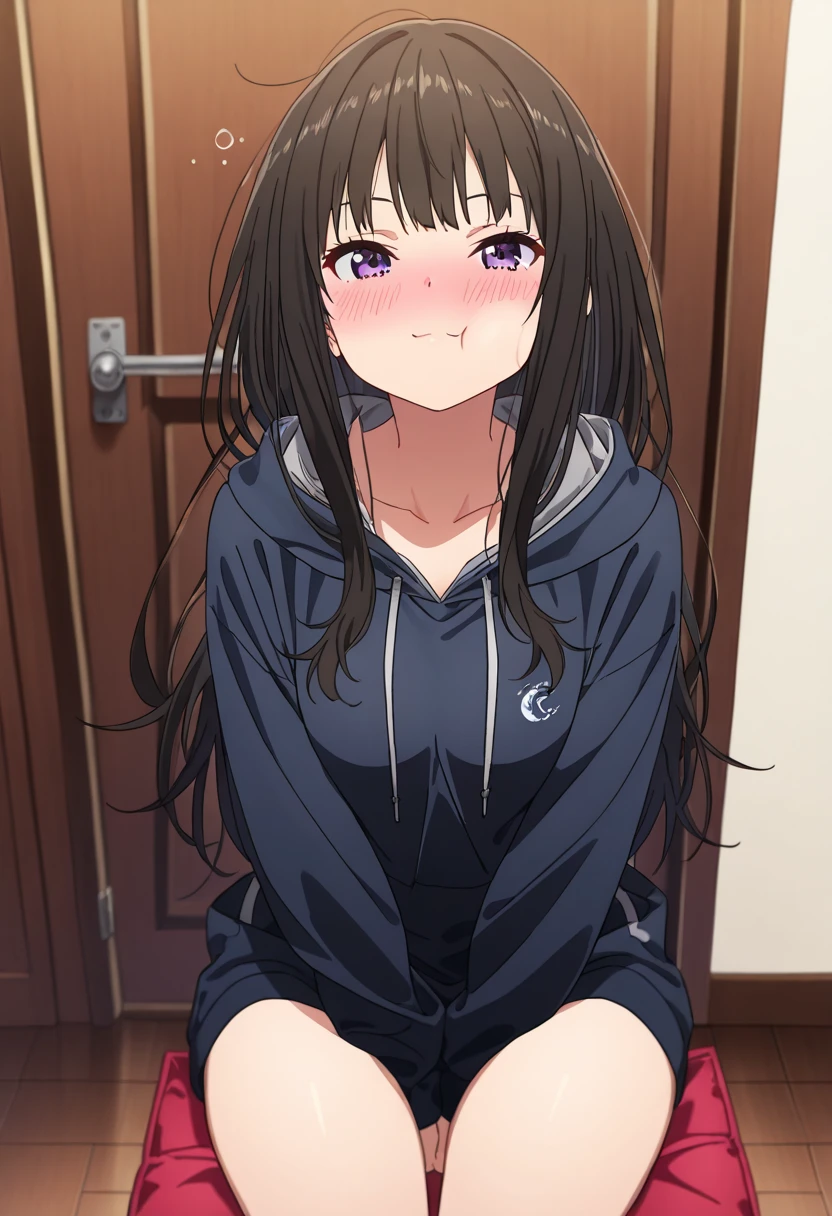 Masterpiece、flat color、depth of field、Lens Flare 1 Girl、、brown hair、Large bulging,no clothes,bath towel,,night,on the bed