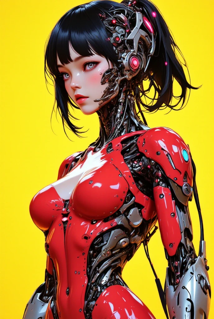 masterpiece, best quality,,(1girl:1.2) ,national_costume,science fiction,fang,(black long hair:1.2),, highly detailed, ultra detailed of a beautiful profile, biomechanical cyborg,deamon cyborg intricate, elegant, highly detailed, , sharp focus, red black hole, (red theme:1), MCSkin complex 3d render ultra detailed of a beautiful profile, biomechanical cyborg, beautiful natural soft rim light, , colorful details, , pearl earring, piercing, art nouveau fashion embroidered, intricate details, mesh wire, mandelbrot fractal, anatomical, facial muscles, cable wires, microchip, badass, hyper realistic, ultra detailed, octane render, volumetric lighting, 8k post-production, red and white with a bit of black, detailled metalic bones, semi human, iridescent colors, Glenn Brown style, black room, ,backlighting,cinema light,fficial art, unity 8k wallpaper, ultra detailed, beautiful and aesthetic, masterpiece, best quality, (zentangle, mandala, tangle, entangle), (fractal art:1.3) , 1girl, extremely detailed, dynamic angle, cowboyshot, the most beautiful form of chaos, elegant, a brutalist designed, vivid colours, romanticism, by james jean, roby dwi antono, ross tran, francis bacon, michal mraz, adrian ghenie, petra cortright, gerhard richter, takato yamamoto, ashley wood, atmospheric, ecstasy of musical notes, streaming musical notes visible
