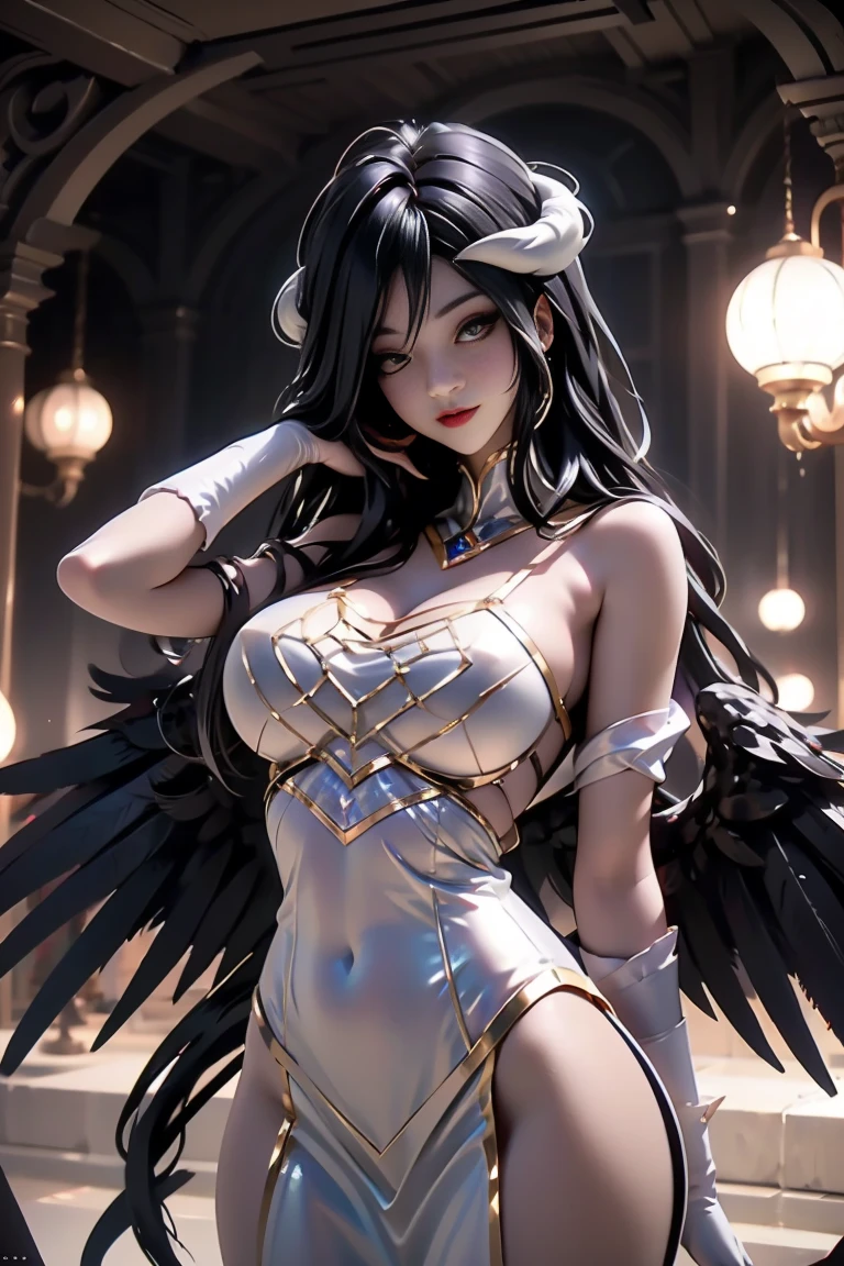 ((best quality)),(Ultra-high resolution),(Super detailed),(Detailed description),((Best CG))(Fantasy art with precise details:1.5), Black Hair,European classical long dress,(1 Female Angel:1.6),Angel Wings,side,Injuried,Blood,,Serious expression