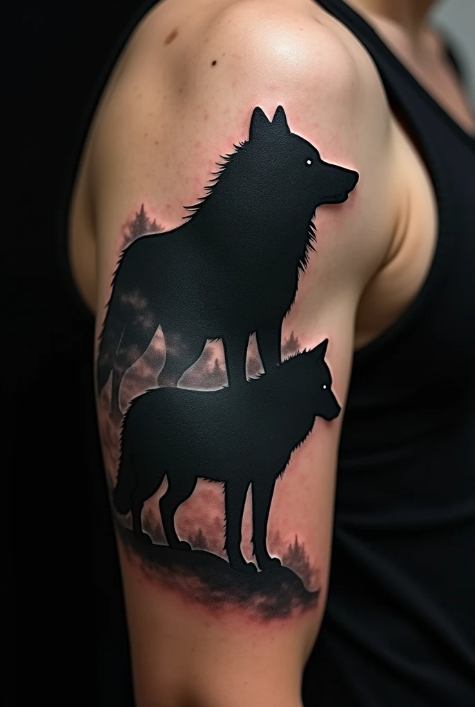 black and white photo of a mans back, having shiba inu tattooed on his back