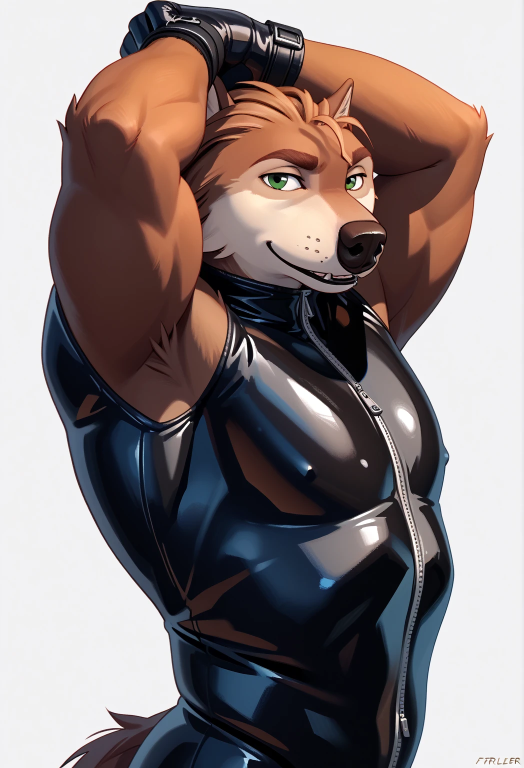 (by darkgem:1.4), masterpiece, best details, real life, depth of field, detailed background, (bright lighting:1.4), nude, solo, (anthro), genitals, with bushy pubic hair and armpit hair, snarling, growling, attitude, clear details, powerful, pleasure, self-pleasure, perfect hands, covered in fur, genital close up, fangs, tongue, paws, claws, tail, detailed nipples, ((anthro male wolf:1.4), sexy guy man, hairy balls, cock, knot, penis, erect, slim, belly, (brown fur, yellow belly fur, orange markings, braids)), (musky, body odour:1.4)