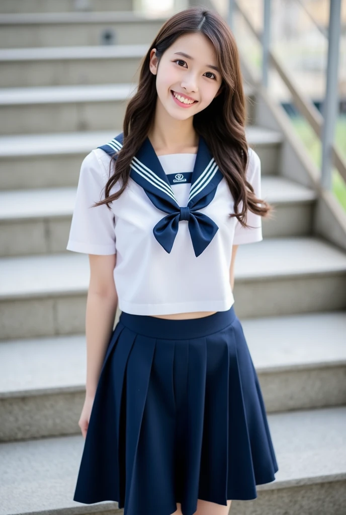 ((masterpiece)), (16K resolution),(RAW photo),(highest quality:1.5), (ultra high resolution:1.6), single lens reflex digital camera,extremely sharp focus,Completely naked,
(Photorealistic),Image clarification,(13 year old cute girl), baby face, Round face and small face,(nsfw:1.3),Very detailed high-level Japanese beautiful girl,highly detailed face,perfect anatomy,(Very seductive appearance),(Moist and shining eyes), squatting,
(spread legs:1.1),(open legs wide:1.1),
 (up skirt:1.3),(panty lift:1.2),(show off vagina:1.4),real human skin,  (Angle from the front),  short skirt, Japanese high school girl uniform, sailor suit, whole body,embarrassed,looking at the viewer,(Random hairstyle :1.2),In a corner of a shopping mall,Open your arms.Flip up a miniskirt