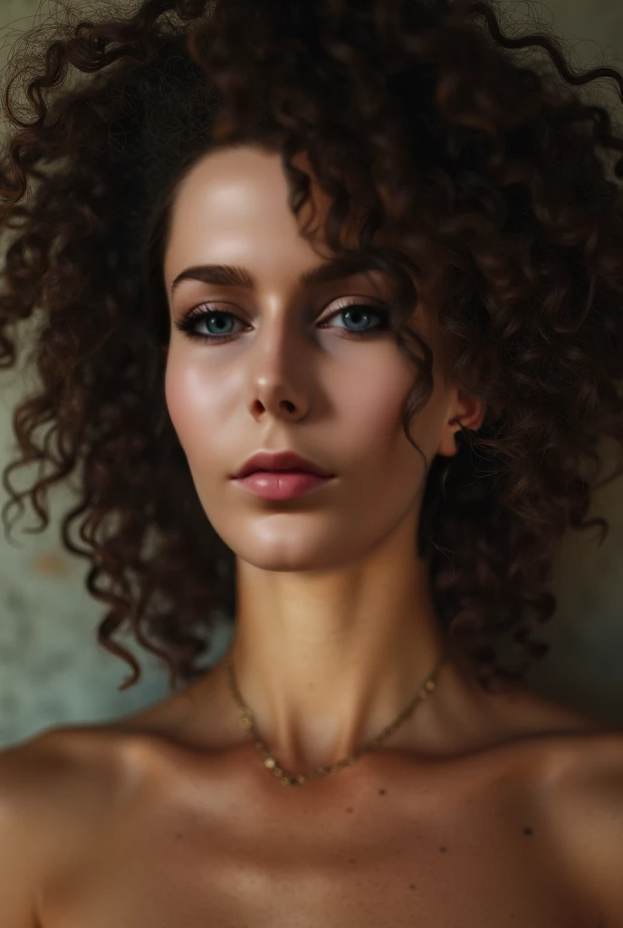 beautiful brunette woman, big breasts, curly hair, surprised half-naked after taking a hot shower, expressions of surprise, overwhelming and sensuality, exciting, sensual, erotic, (best quality,4k,8k,highres,masterpiece:1.2),ultra-detailed,(realistic,photorealistic,photo-realistic:1.37),HDR,UHD,studio lighting,ultra-fine painting,sharp focus,physically-based rendering,extreme detail description,professional,vivid colors,bokeh,portraits,photography,warm colors,dramatic lighting