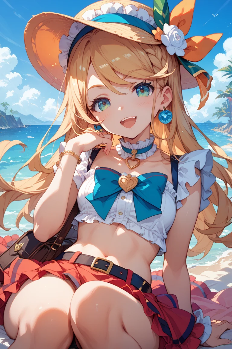 Roupas de Papai Noel、Natal、the bikini、clivagem da mama、umbigo、coxas coxas coxas coxas coxas、bicaudal、arm guards、Botas longas,Destaques oculares、Departamento de Campo,Qualidade de imagem superior、beautifully aesthetic:1.2)、(1girl em:1.3)、blonde hair、estupendo、Antecedentes detalhados、Cidade nevada、Christmas tree、um sorriso、Garganta e face