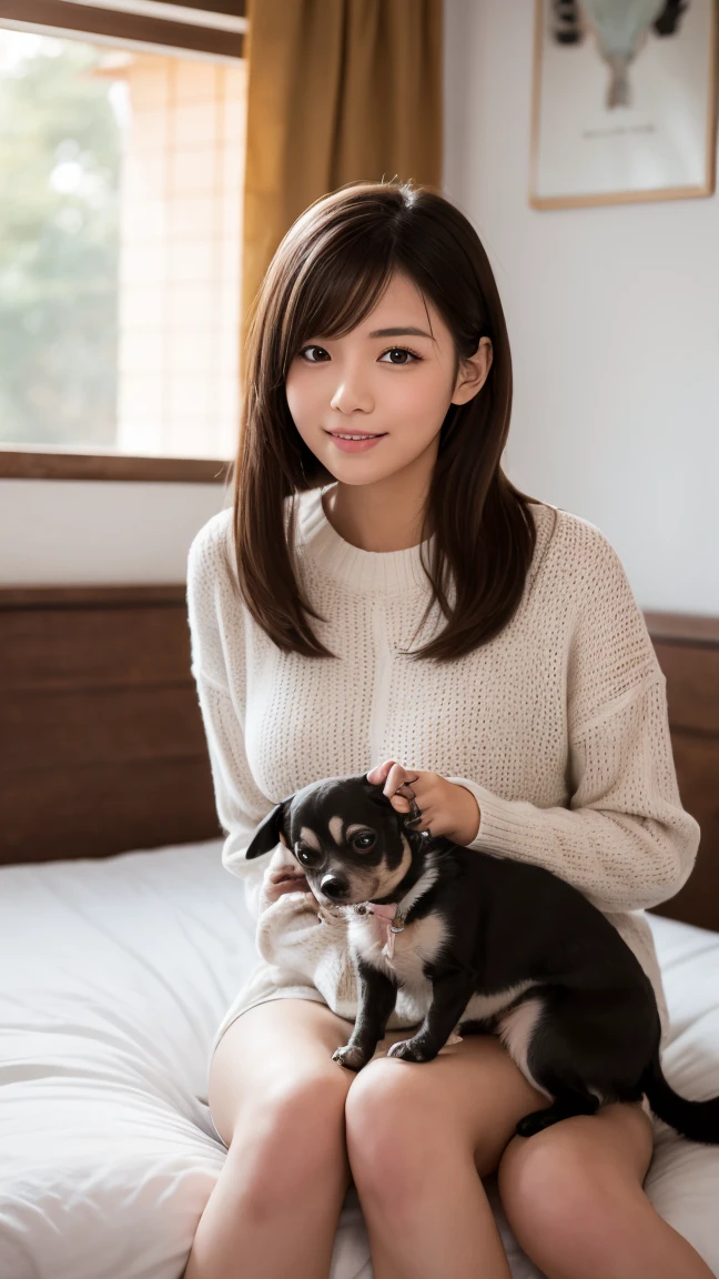 cute dog illustration、Soft、warm、animesque、