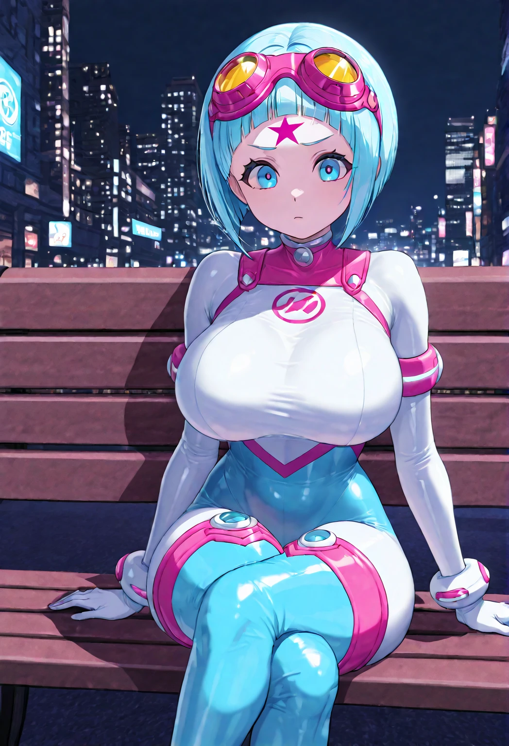 (masterpiece:1.2), Highest quality,Realistic, High resolution、
Cyber World,One Splatoon girl, Letterbox, alone, Golden Eyes、smile、blush、A slightly thinner face、Golden tentacle hair, Big Breasts、Cleavage、scenery, short hair, Jacket, sf, Holding, Holographic interface, The tallest building observation deck、Outdoor、((Miniature city))、A small looking town、City wide angle、city, blue Jacket, Fingerless gloves, city lights, Girl looking at the city below, cityscape, boots, building, night, Angle from above、Dynamic Pose、Fisheye Lens、Real Anime、3d、
xuer flies over