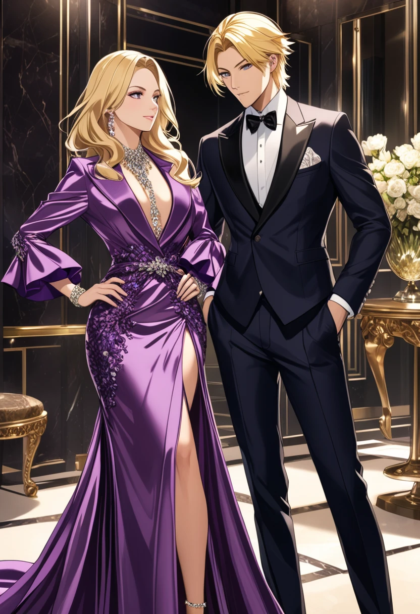 Masterpiece, absurdres,HDR,8k,best quality, ((beautifully detailed eyes and face)),beautiful blonde Nadia with a choker and sunglasses,Haute_Couture, designer dress, woman wearing a Haute_Couture dress,navel cutout,floral embroidery,cowboy shot, hand on hip, smile, grin