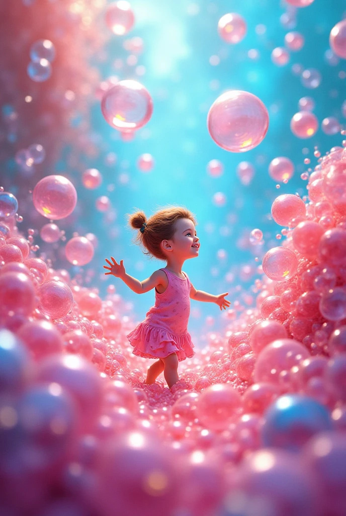 3d, menina gordinha, vestido cor rosa e azul, holding balloons