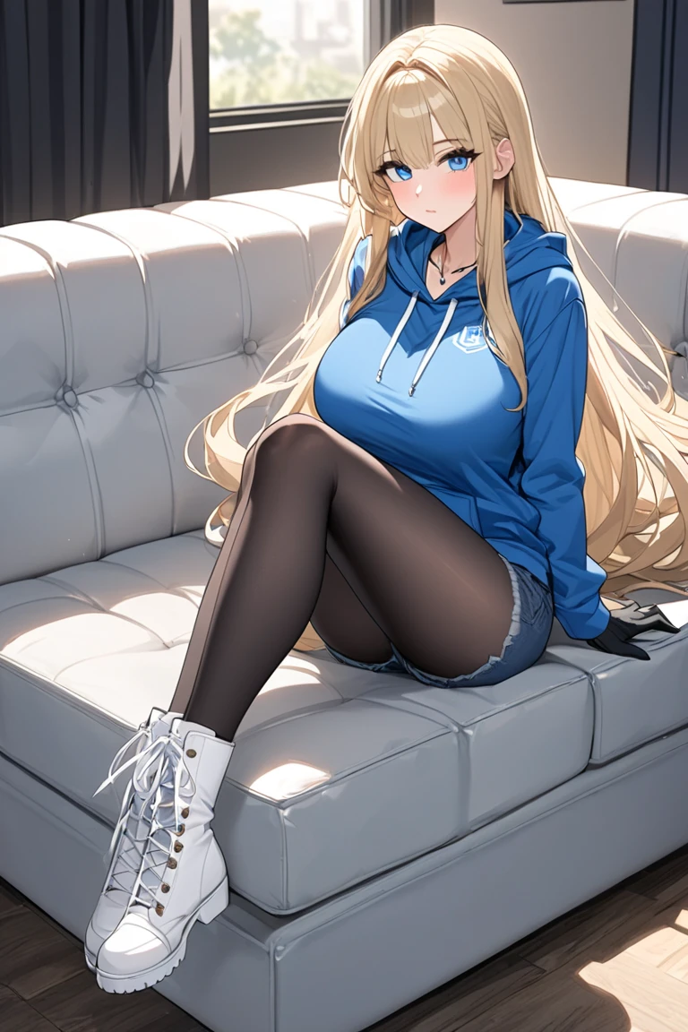 (Masterpiece, top quality, high resolution, realistic photo, realistic looking skin:1.1),
(The woman is crouching with her legs closed with both knees and thighs together: 1.9),
(We are sitting directly in front of her to see her panties: 1.9),
(She is resting her elbows on both knees and resting her cheekbones on her cheekbones:1.5),
(glimpse of panties:1.8),
(She has a smirking smirk on her face:1.5),
(She is wearing a light blue hoodie:1.5),
(She is wearing a gray pleated miniskirt:1.5),
(She is wearing brown middle boots: 1.8),
(Her panties are white simple cotton:1.5),
(She has semi-long blond hair:1.5),
(Location: shopping mall with few people: 1.5),
1 Japanese girl, solo, full bodied esbian, beautiful eyes, glowing eyes, glowing thighs, NSFW
