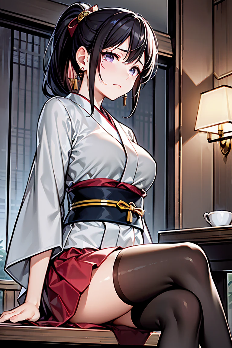 NSFW、She masturbates while hiding her hands between her chest and crotch.、sit on the floor、delicate、spread both legs wide to the left and right、excited blushing expression、Wearing only underwear、40-year-old adult woman、She has medium golden blonde hair tied up in a bun.、adult red lips、His tongue is sticking out and drool is flowing out.、The nape of the neck is exposed、Distracting、The line of the body is visible through the thin cloth robe、Immoral background with only lamp light source、body is wet、anatomically correct appearance、Biologically correct appearance、