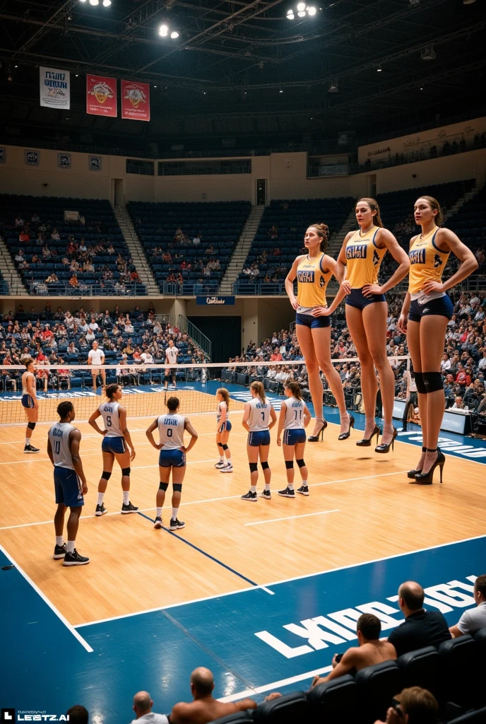 a group of 13-year-old volleyball players, (13-year-old), naked, (nudity), (well detailed pussies), posing for a photo, on the court, 16k, highres, best quality, award winning, high quality, anatomically correct, ccurate, masterpiece