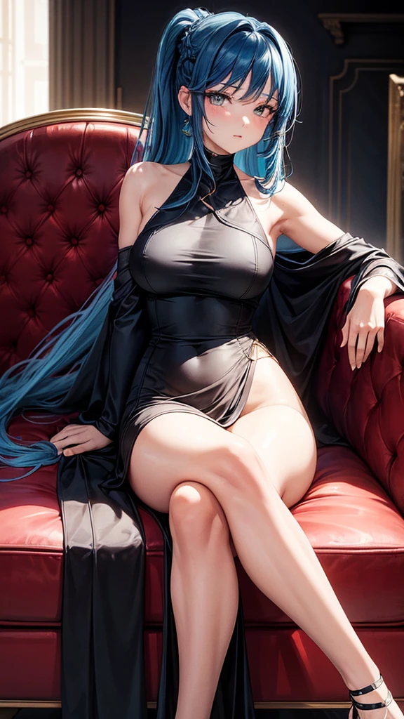 1girl, long light blue hair, beautiful detailed eyes, beautiful detailed lips, extremely detailed face, longeyelashes, dark blue , sitting in classroom, anime, realistic, photorealistic, photo-realistic:1.37, best quality,4k,8k,highres,masterpiece:1.2,ultra-detailed,(realistic,photorealistic,photo-realistic:1.37),HDR,UHD,studio lighting,ultra-fine painting,sharp focus,physically-based rendering,extreme detail description,professional,vivid colors,bokeh