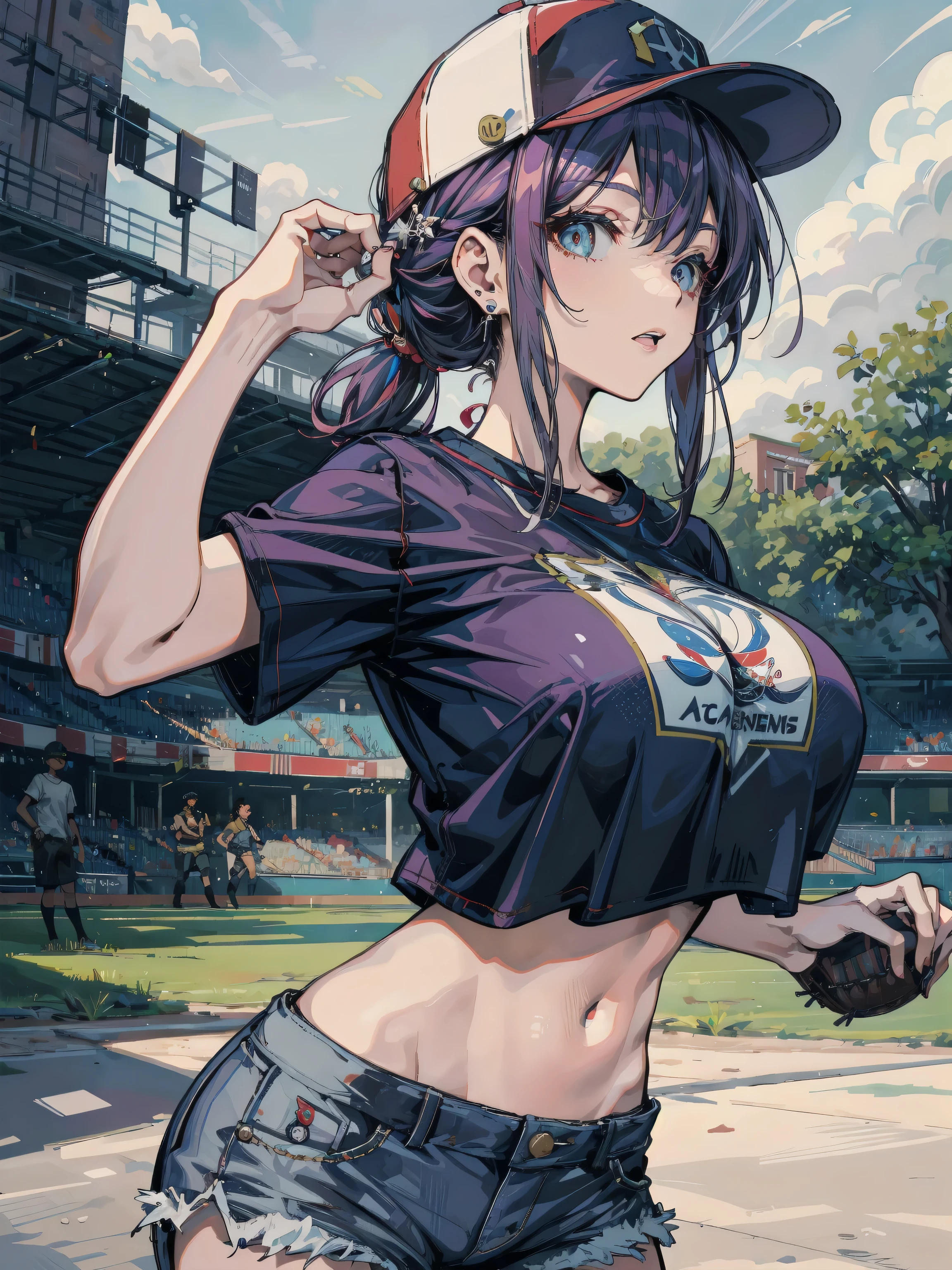 (((nsfw))),((((揺れるSmall breasts)))), Accentuate your bust, Olympic, Olympia,sexy, kochou shinobu, breast enhancement, Uplifting, lure, Ultra-realistic 8K CG,masterpiece,Top view,Looking up, Put your chest together, Sports towel, Look at the goal, ((Highly detailed background,Delicate pattern,Intricate details, Detailed and beautiful eyes)),The best quality in the best condition,とてもとてもとても詳細なface,(((Stadium, Arena))),, (((笑face))), , , Highly detailed eyesとface,Highly detailed eyes,kochou shinobu,Multicolored Hair,No bangs,Hair Intake,Track and field uniforms, Purple eyes,Haori,butterfly,band,(熱band庭園:1.2),Purple Flower,mostly cloudy null,Light of the sun,Tyndall effect,slope_null,face,beautiful null,,lure的な姿勢,(Small breasts:1.3),(Athletics Costumes:1.6), Cleavage