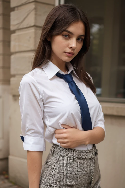 (8K, RAW Photos, 最high quality, masterpiece: 1.2), (Realistic, photoRealistic: 1.37), 1 A woman wearing a waitress uniform standing on the walk, , Professional Lighting, Photon Mapping, , Italyのの女性, Torn, Sommelière、,Italy、Italy、 Sommelièreのユニホーム、Playmate&#39;s Body、Playmate proportions、,At a fine dining restaurant， Larger breasts、Incredibly beautiful face、masterpiece, 最high quality, high quality, High resolution, big , (Face close-up),working at a restaurant、Carry dishes、Hair is tied、Updo、Tie your hair tightly、Confident々The body、