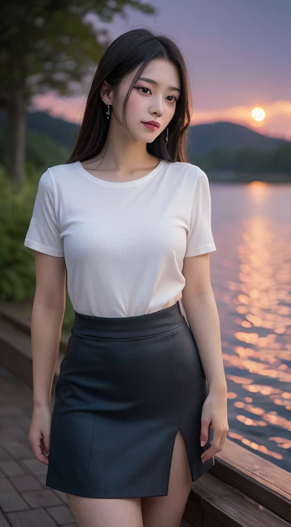 Thin legs, , New York night view、Blur the background, Sidewalk, RAW Photos, 8K, highest quality, Ultra-high resolution, Beautiful face details, Real human skin, Gentle expression, Front view, Angle from below, Long Hair, Realistic, Realistic, cute, The lower half of the body is in panties, cute女子大学生, Office Lady, smile、Japanese、Japanese美女、Professional fashion model, whole body,Perfect Face、Perfect body line、Short Hair Styles,Upper body photo、Stand up straight、