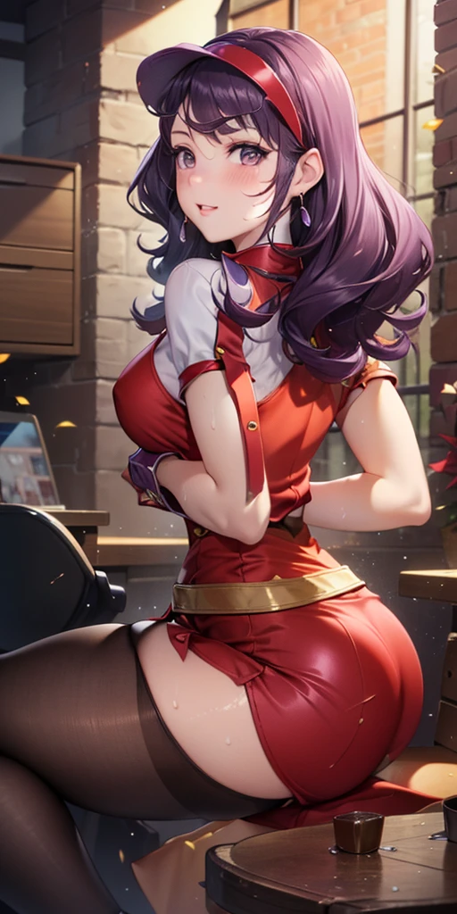 (((1 girl))) short hair, earings ,glossy lips ,team rocket uniform, red letter R, white skirt, white crop top, black thigh-high boots, black elbow gloves, evil smile, looking at viewer, cowboy shot, arms crossed, full body photo Mercedes von Martritz (Fire Emblem: Three Houses)
