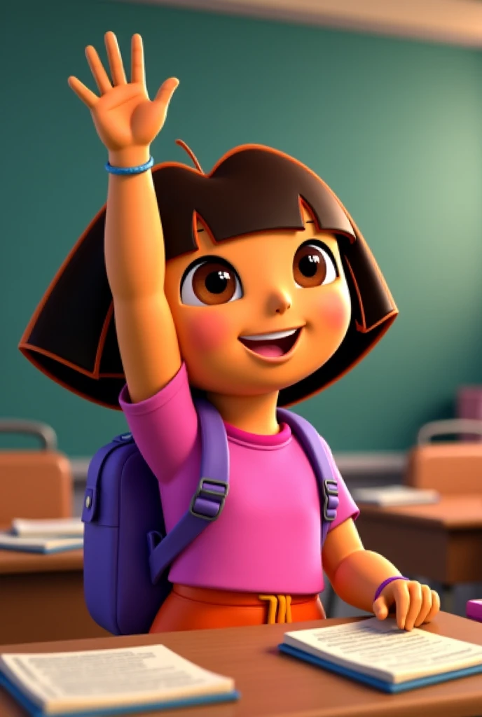 Dora the Explorer lamp, ((childhood character)), ((vibrant colors)), ((pintsized figure)), front view, tabletop, selfie taken with a smartphone, lamp base shaped like Dora's head, ((realistic rendering)), ((cartoonish style)), beautiful, centered image, sharp focus, warm lighting, vivid accents, detailed textures, Dora outfit included, SFW, ((playful and adventurous spirit)), ((fun and whimsical)).

Imagine a charming selfie of a Dora the Explorer lamp sitting on a tabletop. The lamp base is designed in the shape of Dora's sweet and vibrant head, with her signature explorer backpack and