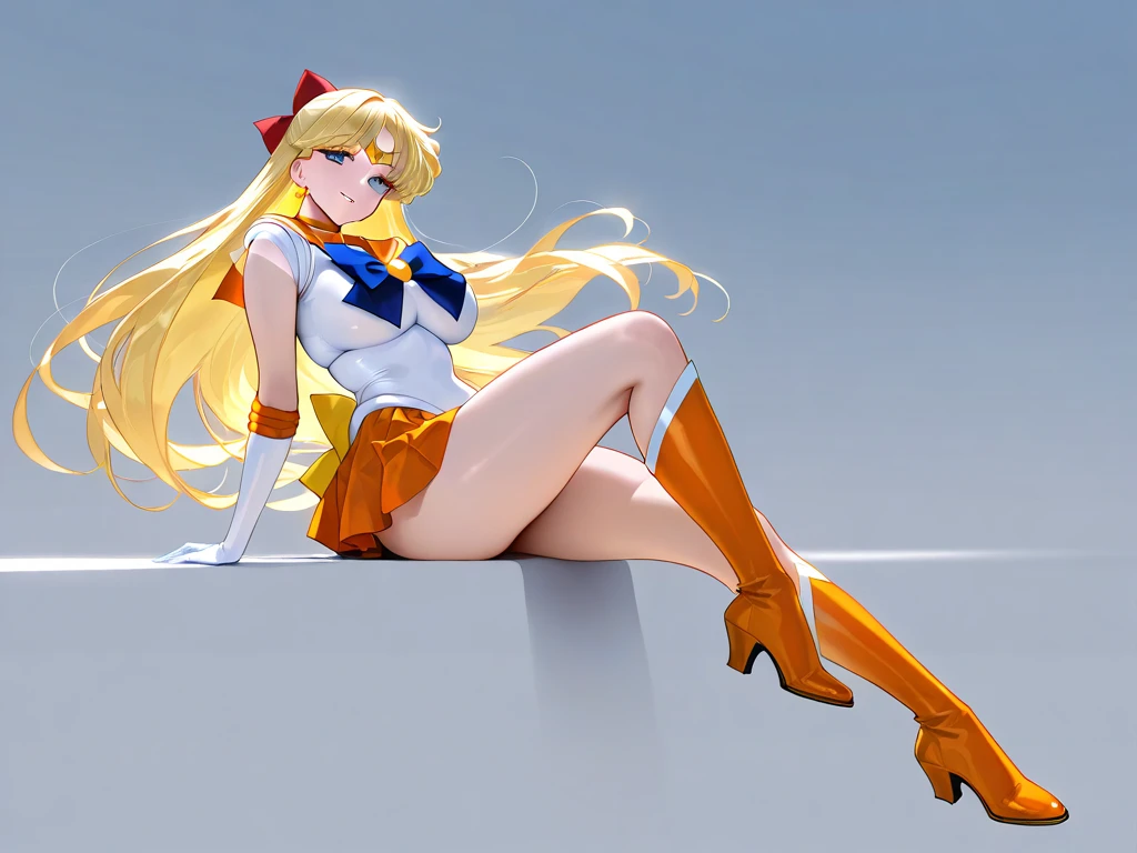 masterpiece, best quality, highres, sv1, sailor senshi uniform, medium breast, smile, open mouth, orange skirt, elbow gloves, tiara, orange sailor collar, red bow, orange choker, white gloves, jewelry,smile, brush, from below, (skirt lift:1.2), standing, white leotard, milf, ornate fabric, leather texture, dramatic lighting, cinematic shot, atmospheric, depth of field, comic style, watercolor style, floating hair, wind, wind lift, shiny hair, bedroom, hotel