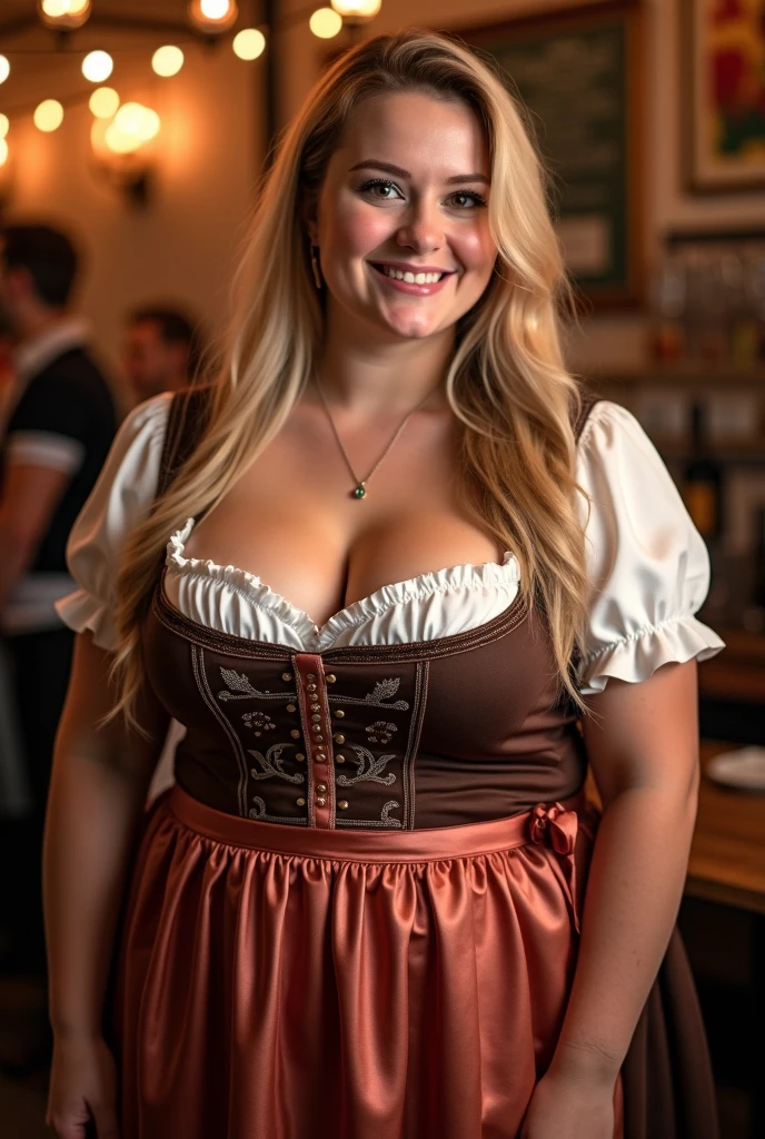 (masutepiece, Best Quality), ultra-detailliert, Photorealsitic, Beautiful woman with gray hair, Braid hair, Braided hair, Blue eyes, ((dirndl)), (sexy underwear), Knitted sandals, a necklace, Wavy Hair, Perfect face, Beautiful face, enticing, big gorgeous eyes, huge breast, red-lips, makeup, Happy, athlete body, seductive smile, Glamorous body, (plein air), Rural town, Pasture, Bright colors, A walk in the steppe