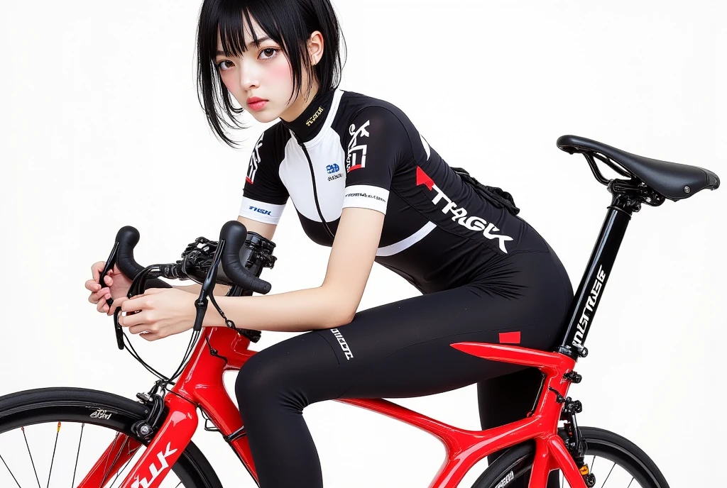 (2girls:1.2), (a detailed full-body RAW photo of a girl), (masutepiece:1.0), (Best Quality:1.4), (超A high resolution:1.2), (Photorealistic:1.4), 8K resolution, Canon EOS R5, 50mm, absurderes, ultra-detailliert, (35 year old), Sharp Focus, Cinematic lighting, Detailed beautiful face, (no-makeup:1.2), (ulzzang -6500-v1.1), petite figure, Detailed skin texture, flat chest, (skinny and fit body:1.6), Detailed brown hair,  sweltering,(Very short hair:1.5), realistic glistening skin, (Sweating:1.4), detailed texture, (Japan athletes:1.5), (flat chest:1.5), (Erect nipples:1.2), ((cycle uniform:1.5), (bicycle tights), (cyclist:1.2)