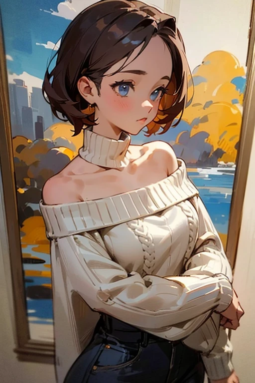 (Highest quality,4K,8k,High resolution,masterpiece:1.2), The girl in the cloud has hair as fluffy as a cloud,Overhead bird,Soft sweater,Little Star, Fantasy Illustration, Dream colors, The kids'illustration style.Bright colors