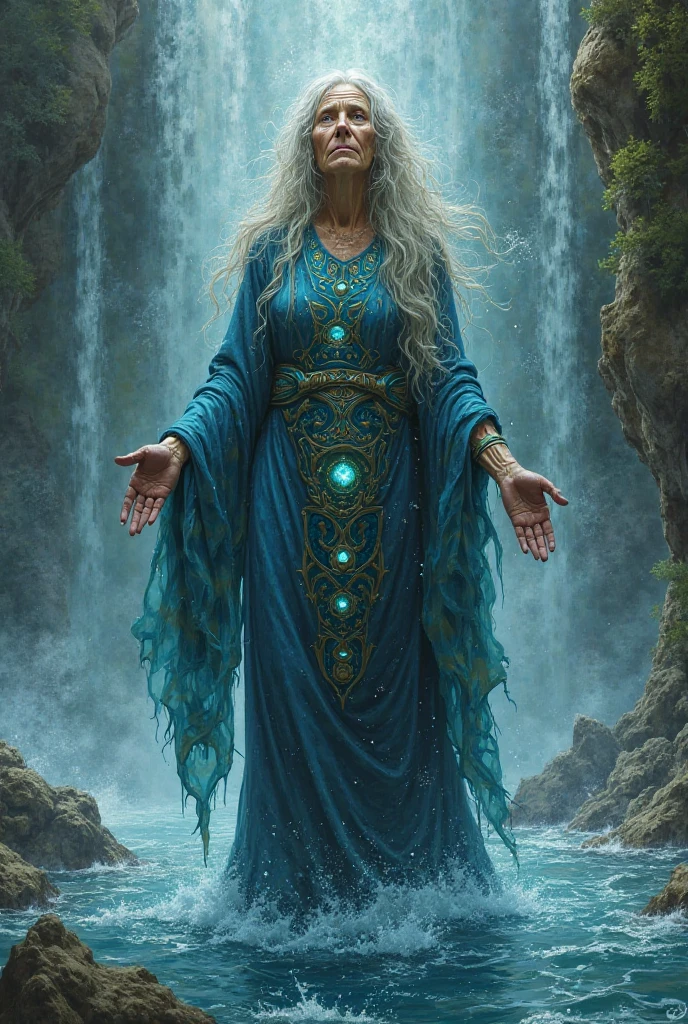 human female wizard, fantasy art, white hair, portrait