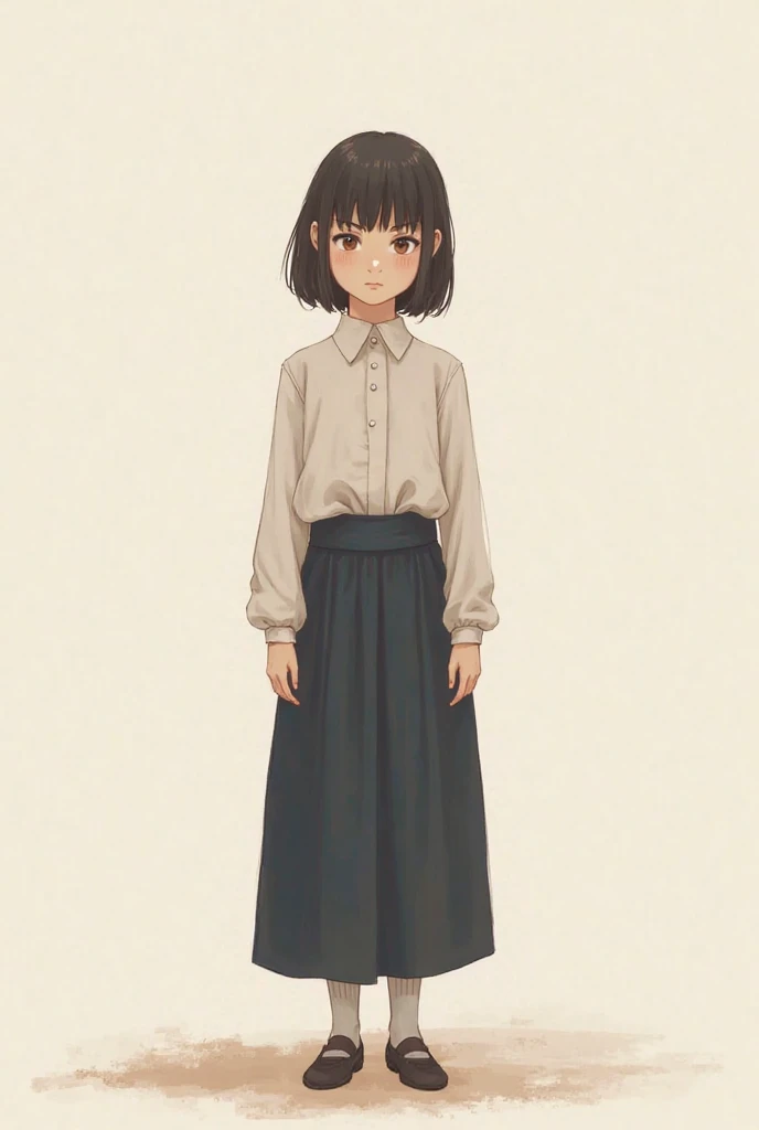 Anime with text:
Cute anime girl, beautiful face, detailed eyes, wearing a brown hijab, oversized beige cardigan, white shirt, brown skirt, brown socks, sneakers, full body view, standing straight