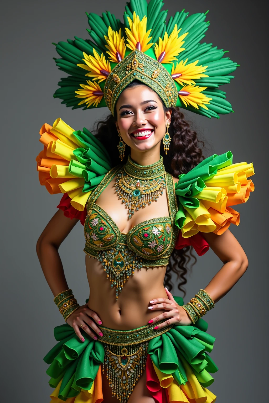 8k、Ultra-high resolution、Highest quality、Tabletop、Ultra-high resolution、(Infants in Japan)、(1 girl)、(3 years old)、(Super huge huge chests、Toned body:1.18)(Samba Carnival Costume with Feathers:1.5)、very cute、Cute Smile、Squat、Spread your legs,High Kick、bikini、Outdoor、a sunny day、A large number of people、Dancing the Samba